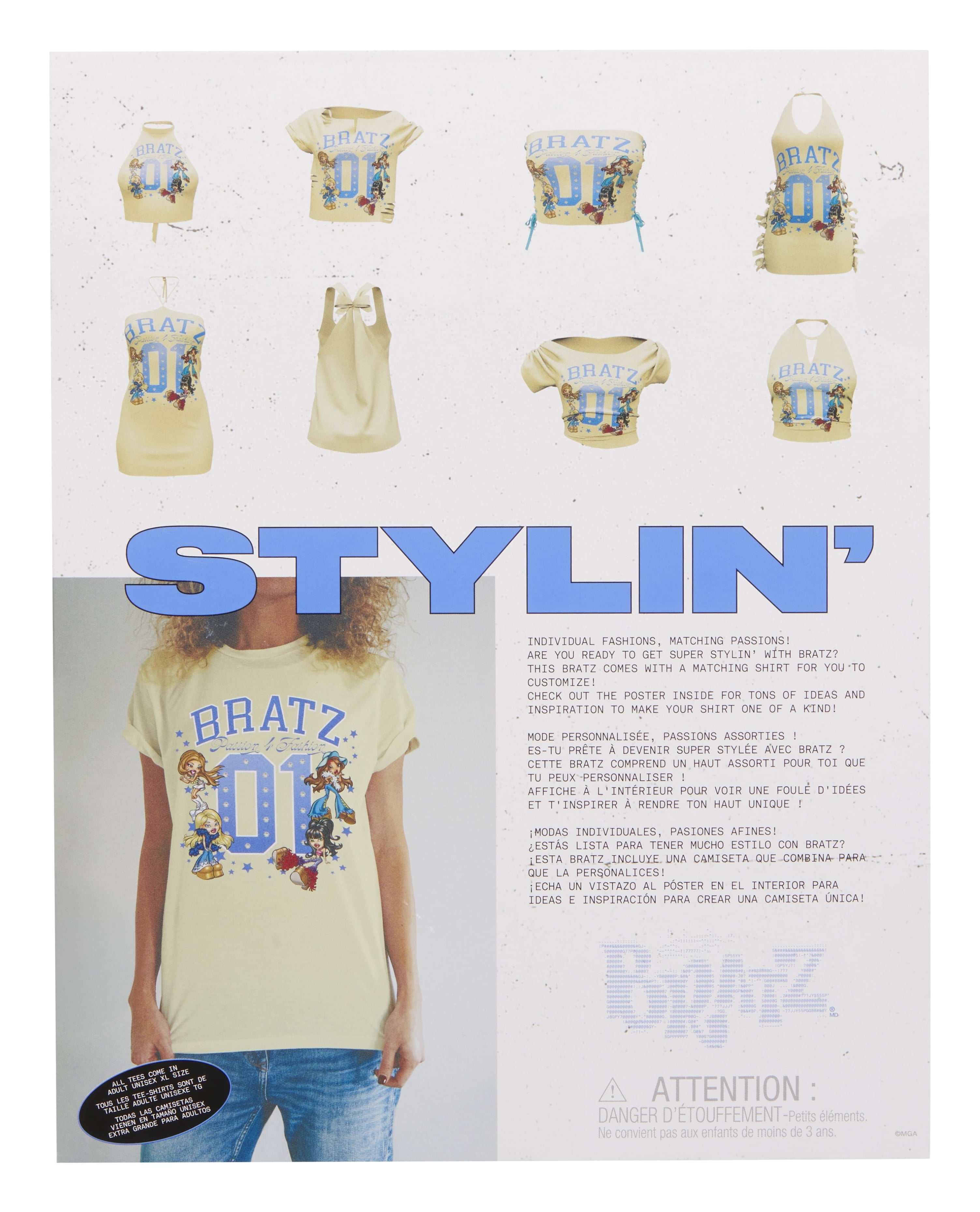 Bratz Stylin' Sasha Fashion Doll with Customizable T-Shirt for You and Accessories