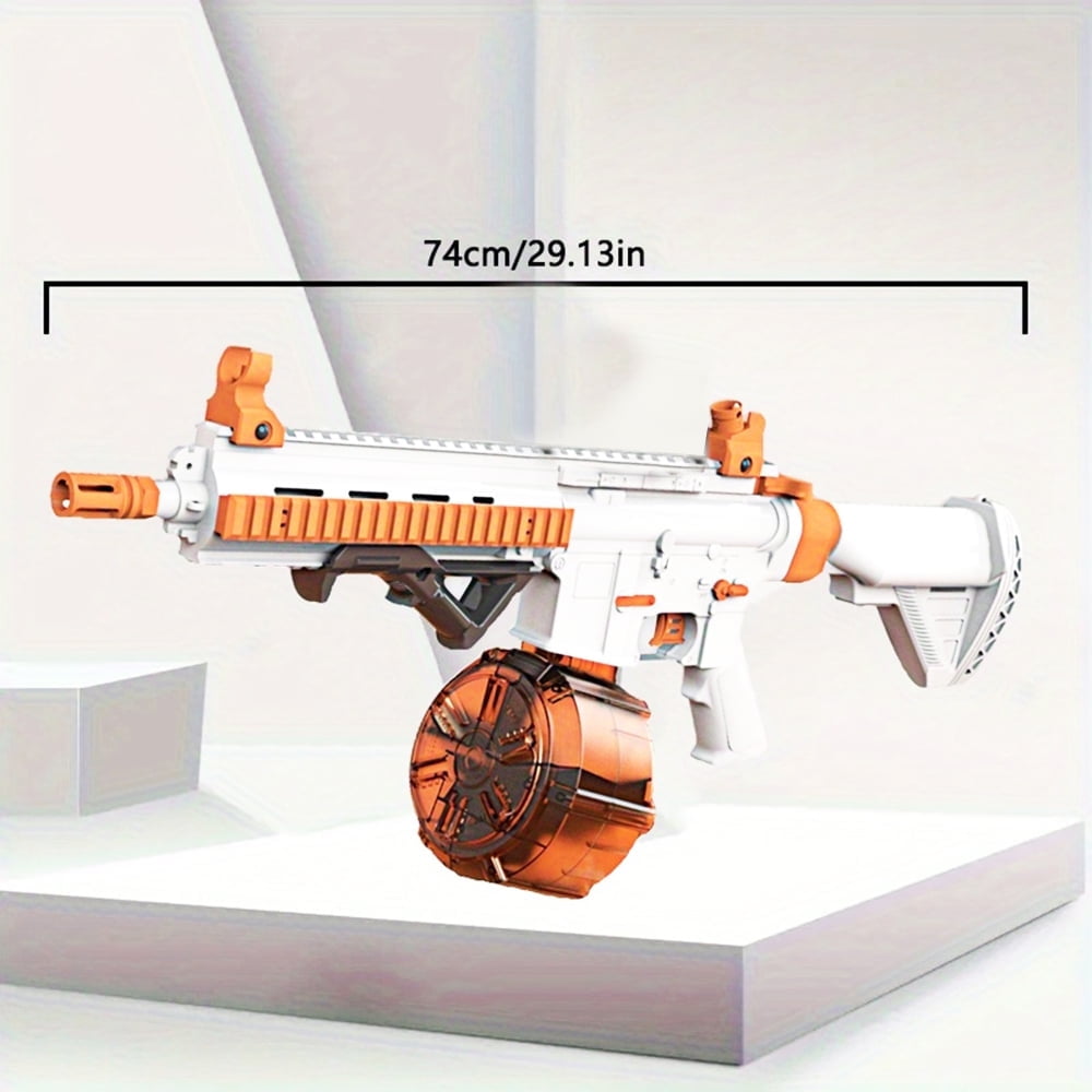 30-Inch Electric Gel Ball Blaster – Full Auto Splatter Blaster, 10 Rounds/Second, 1000+ Capacity Drum, Adjustable Stock SBL-14A-Orange