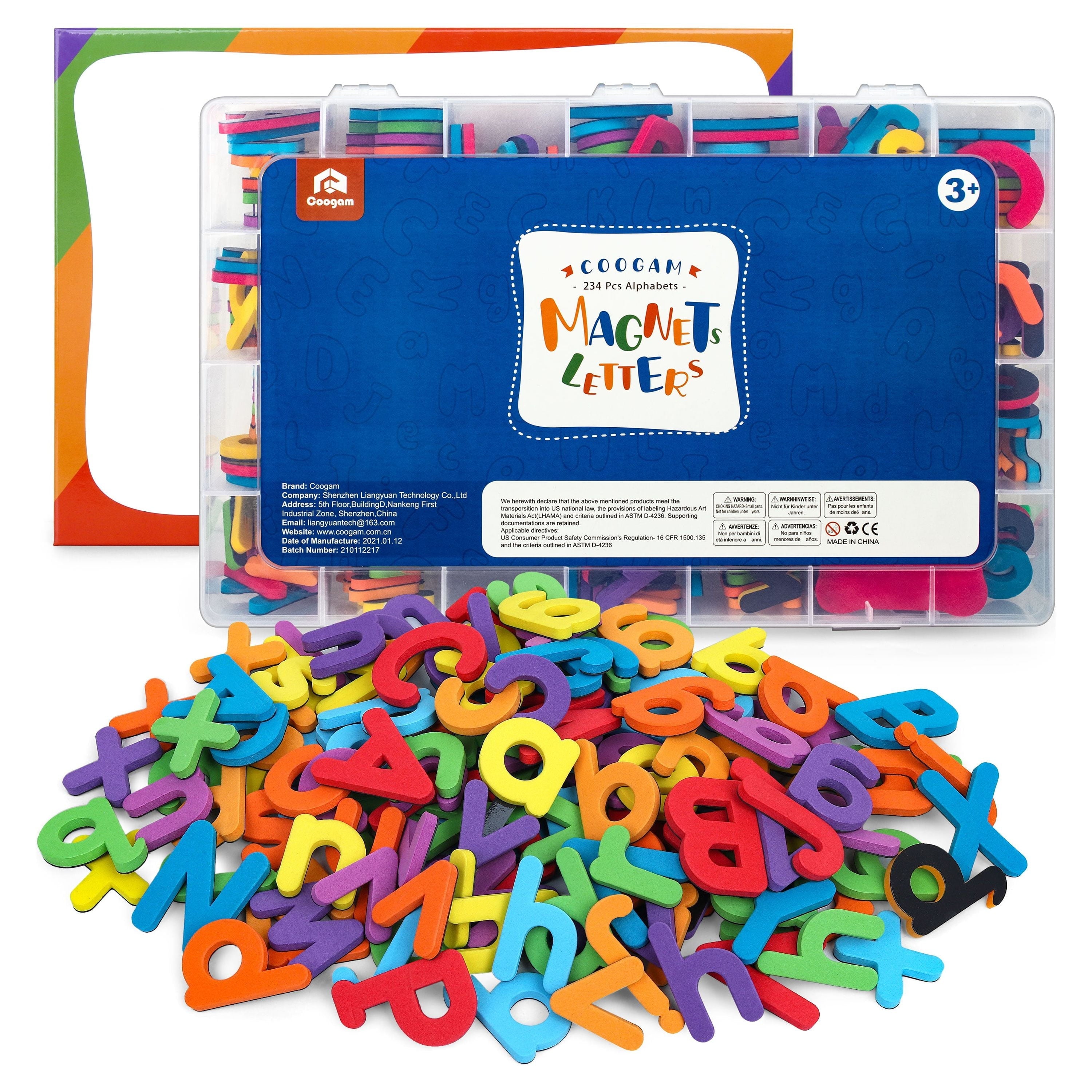 Coogam Magnet Letters Sets for 3 Years Old- 234 Pcs Alphabet with Magnetic Board Pen and Box