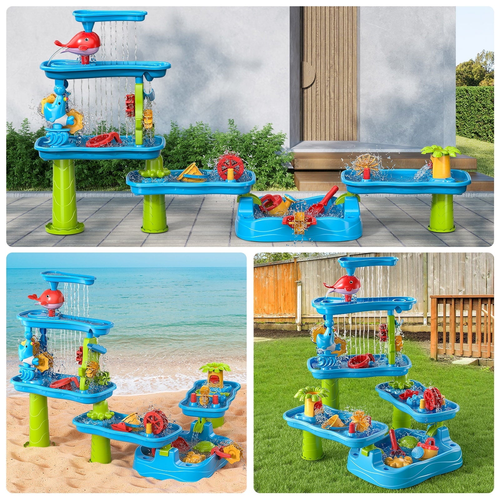 Dinosaur Planet Kids Sand Water Table, Sandbox Table Kids Activity Sensory Play Table Summer Outdoor Toys Boys Girls Gift