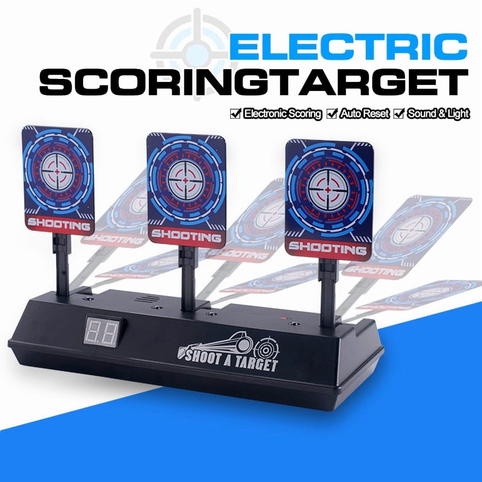 Auto Reset Electronic Scoring Target – with Sound & Light Effects for Gel Blaster and Nerf Shooting Practice for 14+ Years Old