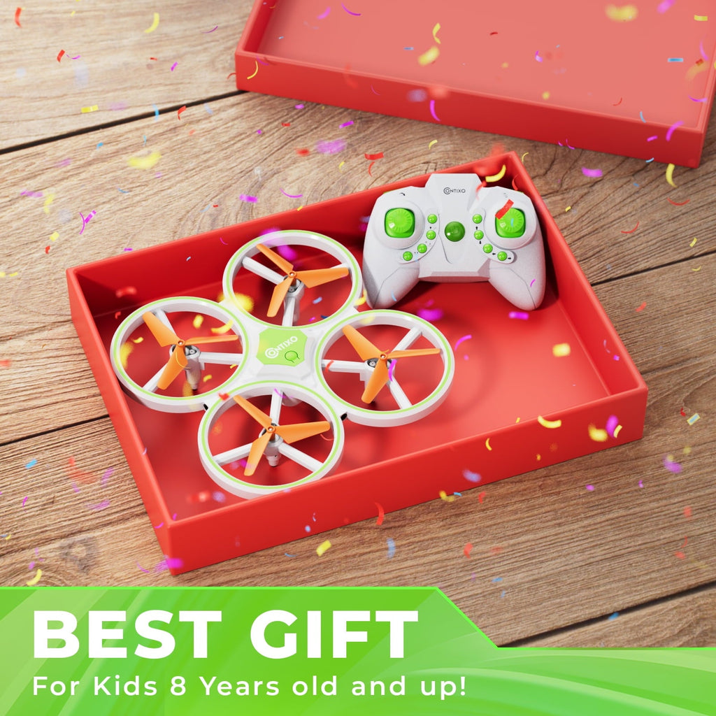 Contixo Dragonfly Mini Drone for Kids, Auto Takeoff, Altitude Hold, 360° Stunts, LED Lights, 16-Min Flight - Green