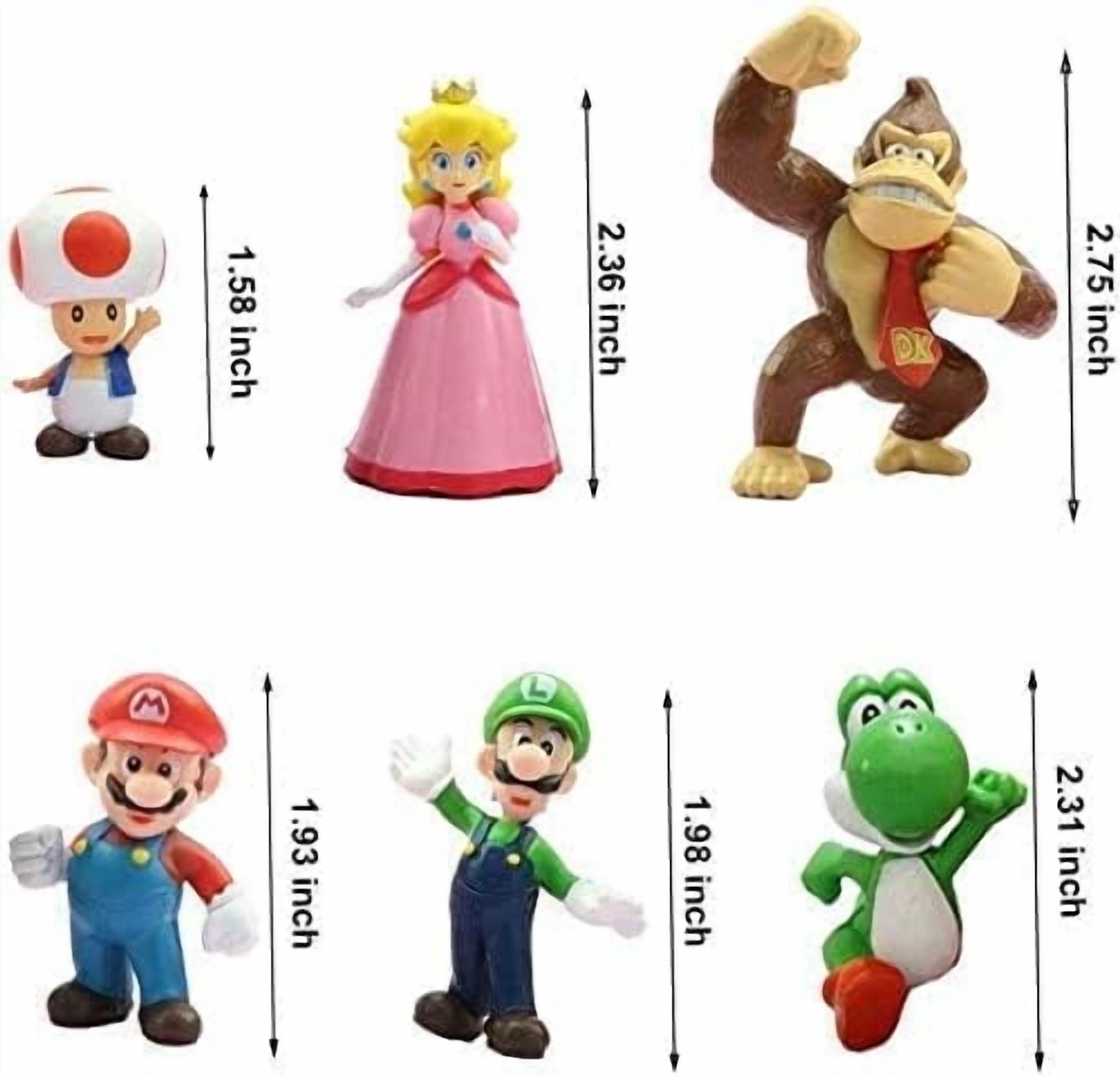 6 Pcs Mini Mario Toys - Mario Toys Action Figures, Mario Brothers Figures Collection Playset, 1.2 "- 2.4 " Tall