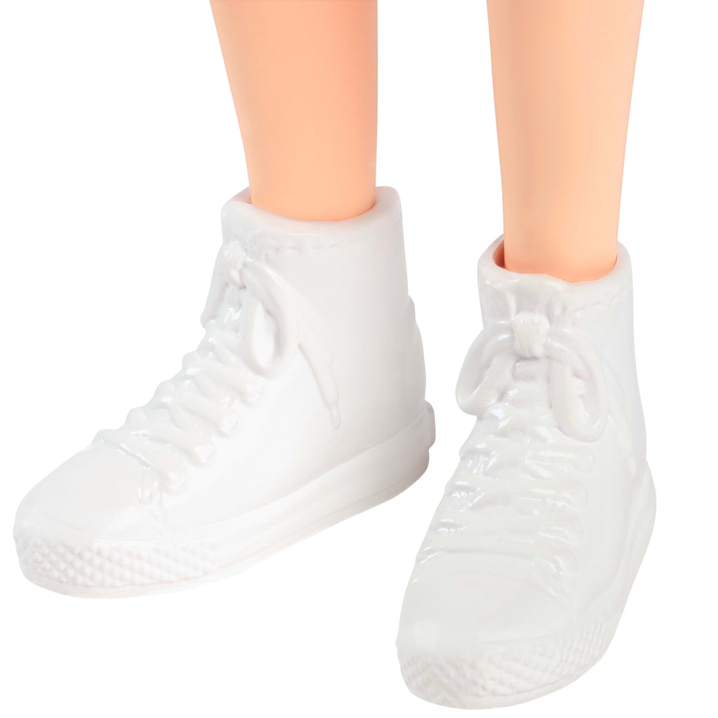 Barbie Fashionistas Doll #232 with Red Hair in Jersey Top and Pleated Purple Skirt, Watch, Sneakers