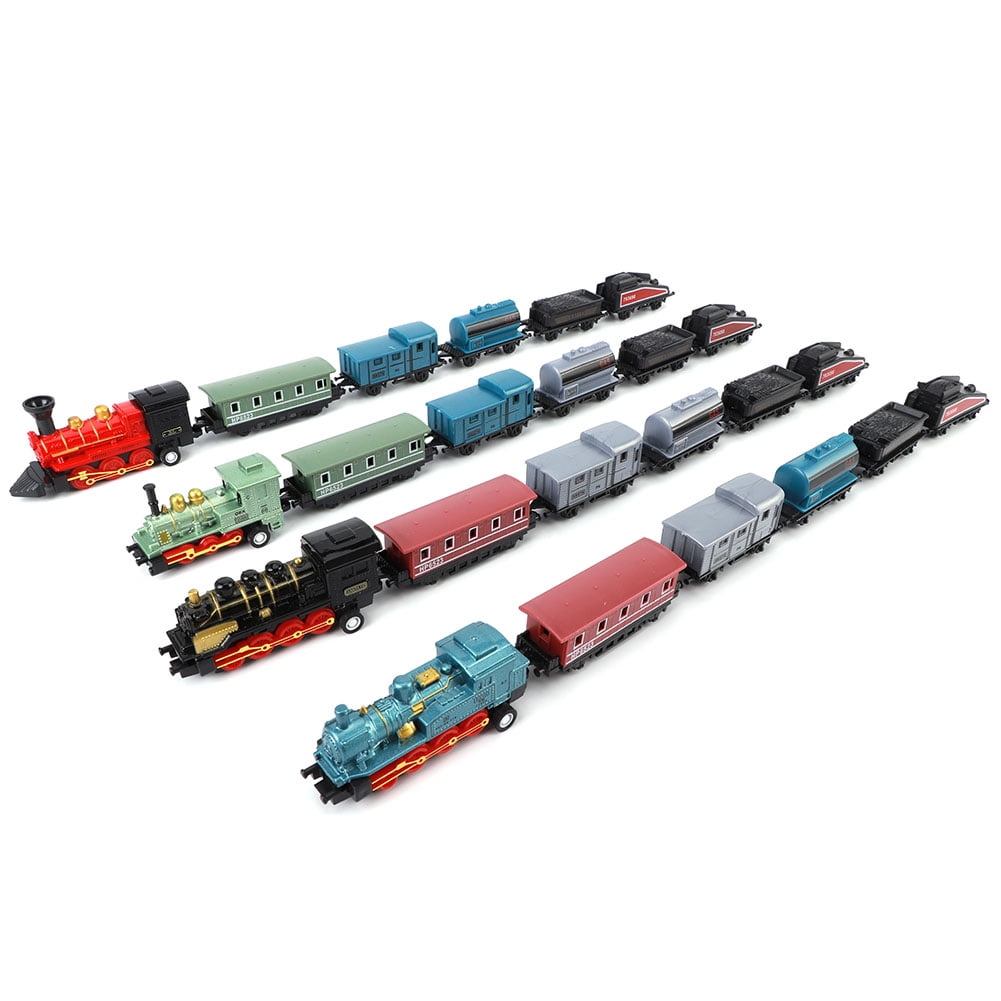 4 Sets Mini Trains Toy Pull Back Steam Trains Model Set Assorted Styles for Children Christmas Gift Birthday Gift For 3-6 Year Old