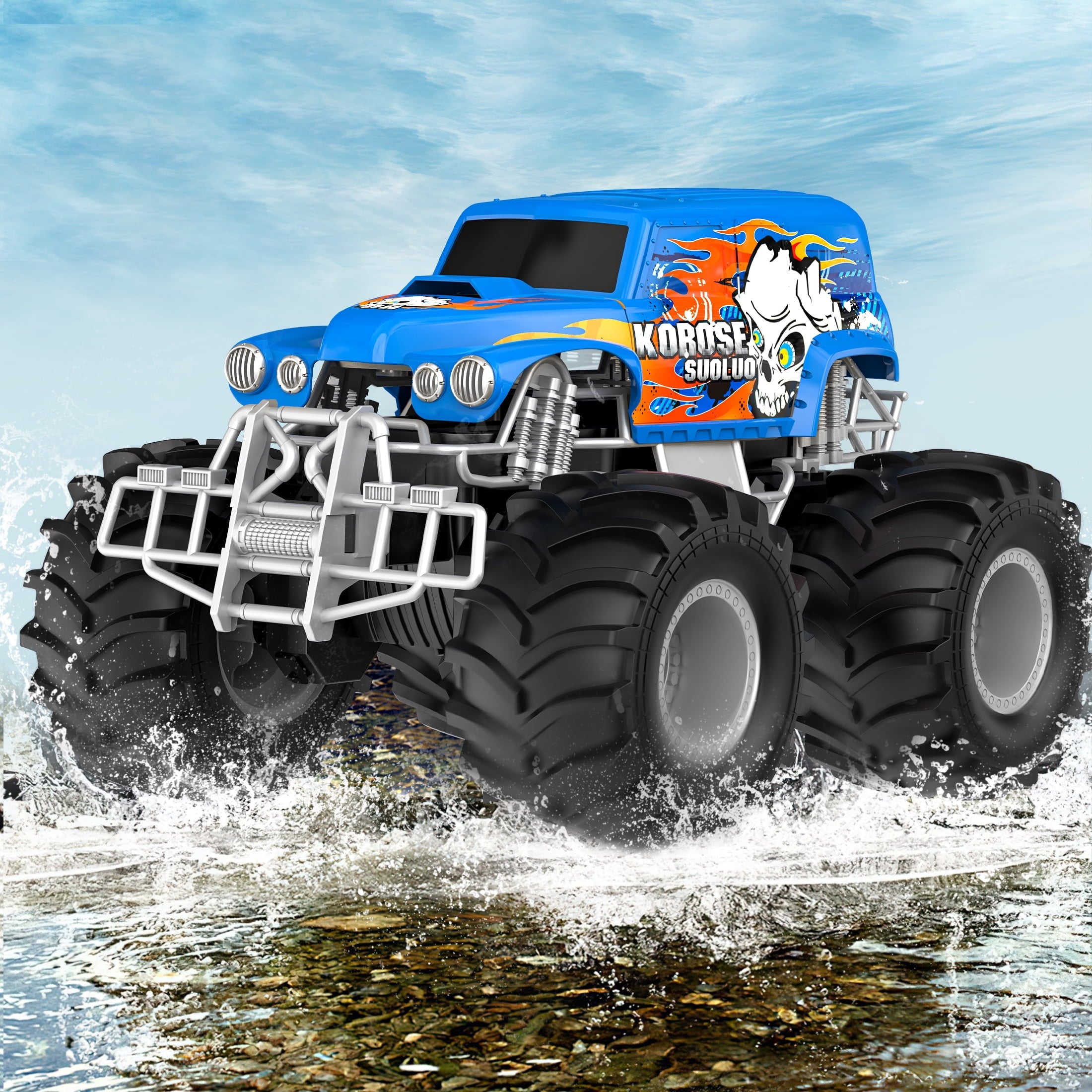 Amphibious Remote Control Car Toys for Boys Girls 2.4GHz 1:16 All Terrain Off-Road RC Car Waterproof RC Monster Truck Kids Pool Toys Remote Control Boat Gifts for Christmas