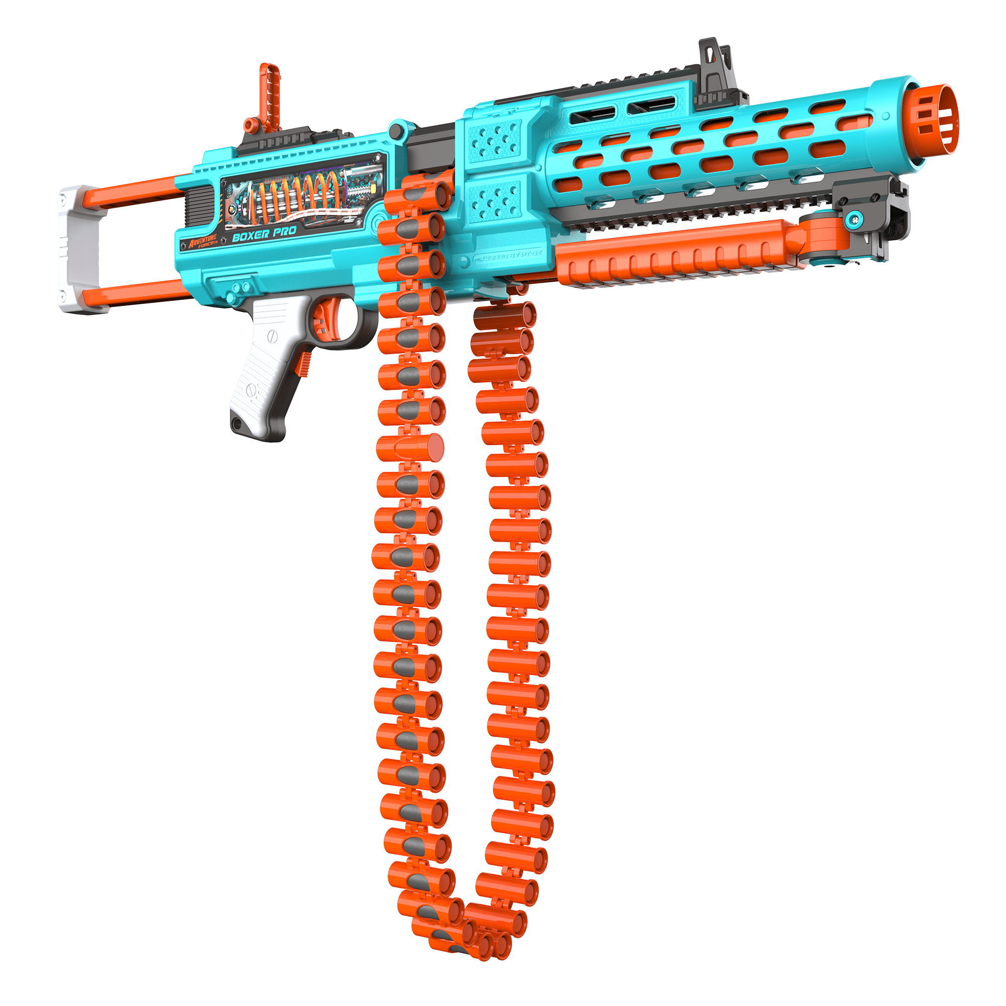 Adventure Force Tactical Strike Boxer Pro Ultimate Pro Flywheel Full-Auto Motorized Belt Blaster, Shoots Up to 150 FT, 55-Piece Pro Blaster Set up to 6 Rounds per Second, 14+