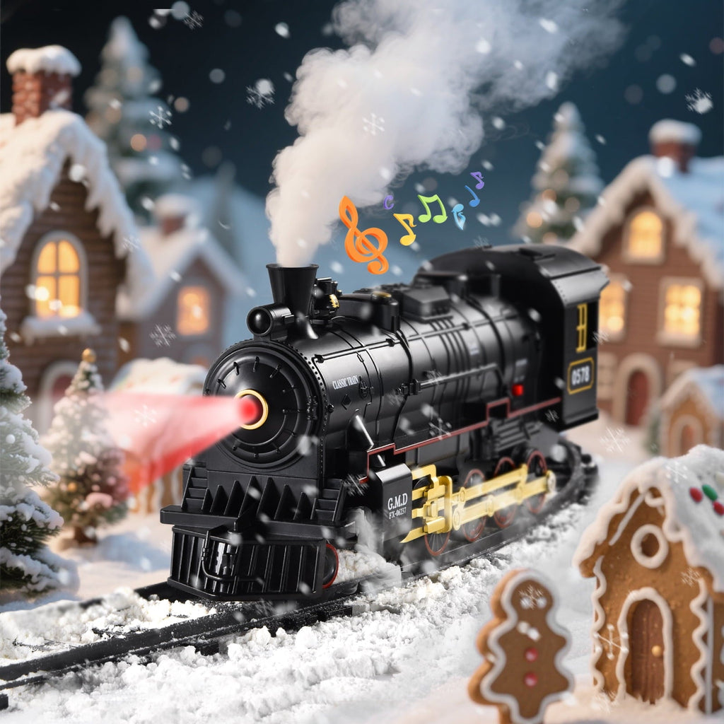 Adoonk Remote Control Train Set , with Steam Engine Realistic Smoke Sounds Lights 21-Piece ,Train Toy Gifts for Kids Ages 4-8