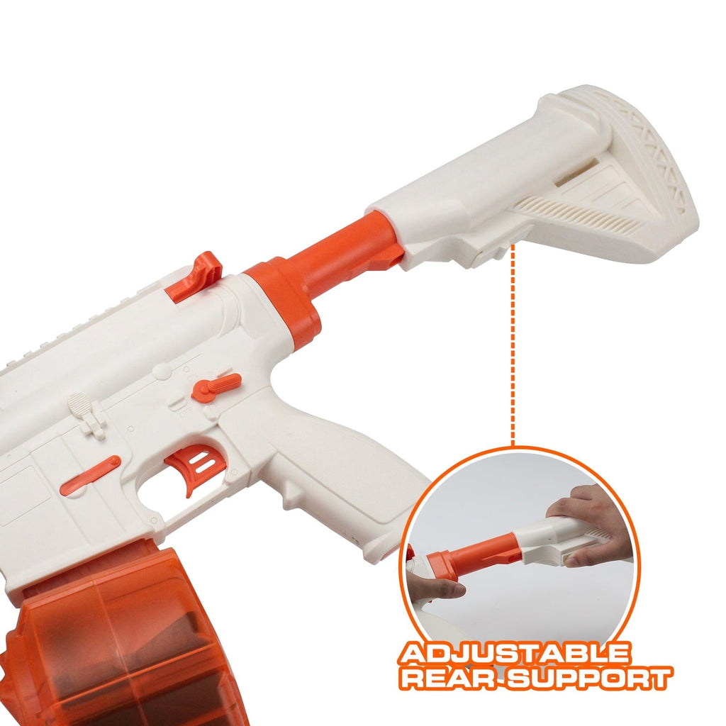 30-Inch Electric Gel Ball Blaster – Full Auto Splatter Blaster, 10 Rounds/Second, 1000+ Capacity Drum, Adjustable Stock SBL-14A-Orange