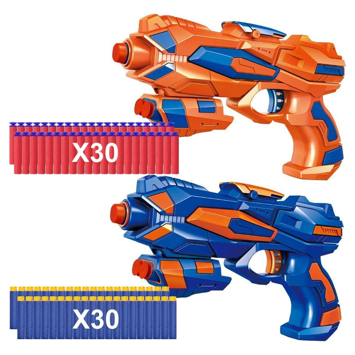 Birthday Gifts Kids Toy Blaster Pack - 2 Foam Dart Blasters with Wrist Bands and 60 Refill Darts for Outdoor Play, Party Supplies for Girls, Boys