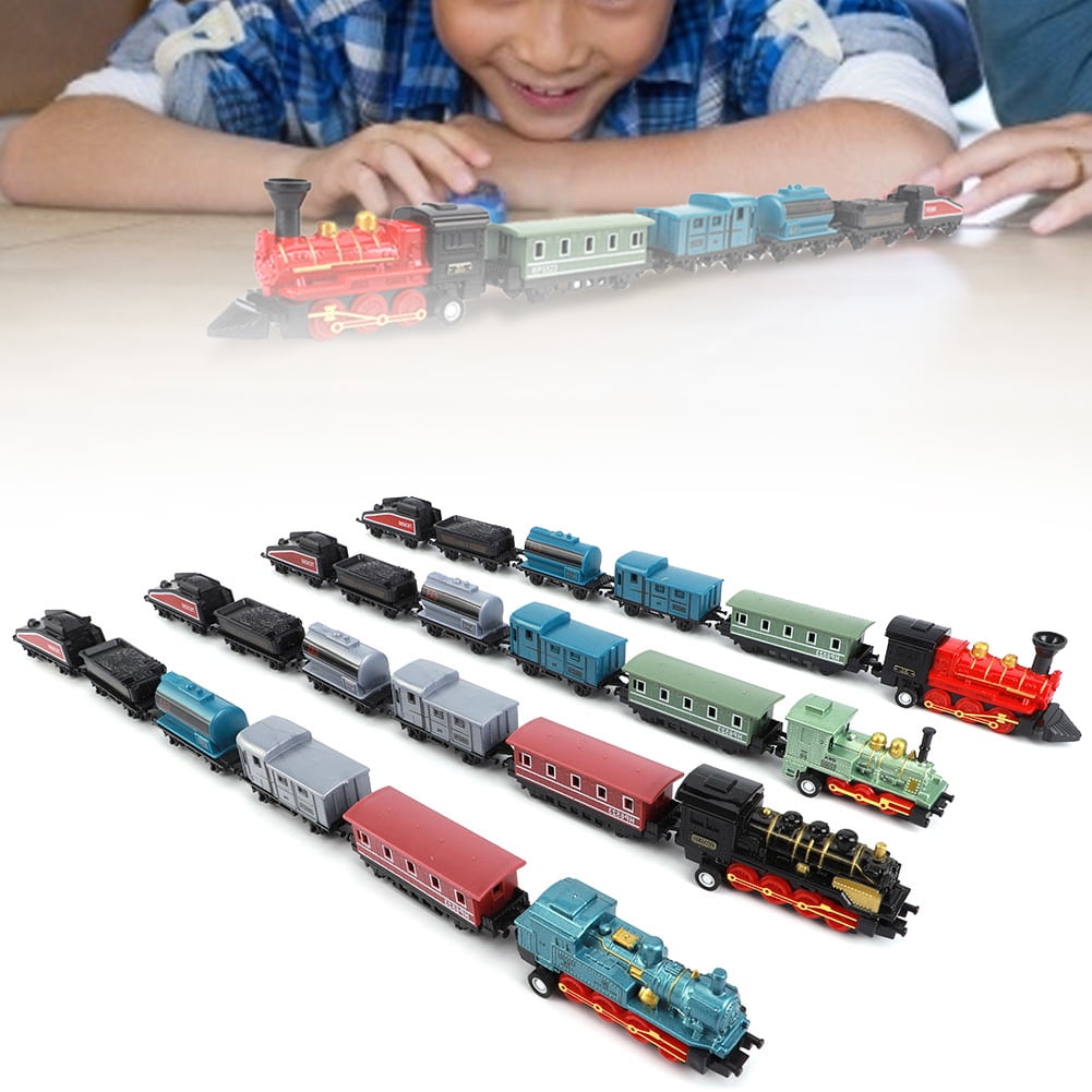 4 Sets Mini Trains Toy Pull Back Steam Trains Model Set Assorted Styles for Children Christmas Gift Birthday Gift For 3-6 Year Old