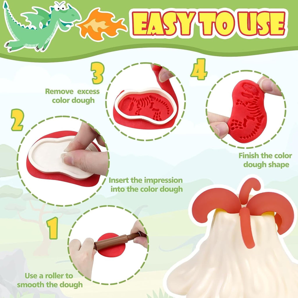 39 Pcs Play Dough Pack, Dinosaur Color Dough Toys, Playdough Pack Sets Clay Toys for Girls Boys 3-6 Years