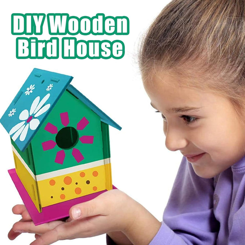 2 Set Diy Bird House Wind Chime Kits, Birdhouse Kit Crafts for Kids Ages 4-12, Build and Paint Birdhouses Wooden Arts Craft, Outdoor Toys, Ideal Birthday, Children's Day Gifts