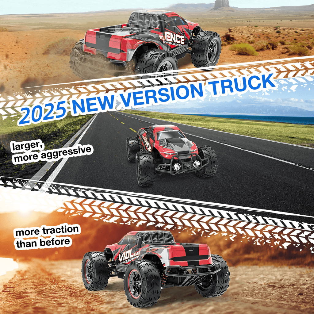 AUOSHI RC Car – 1:16 Remote Control Truck, 30MPH High-Speed 4WD Off-Road Car with 2 Rechargeable Batteries, 60 Min Playtime, LED Lights – Great Gift for Kids & Adults