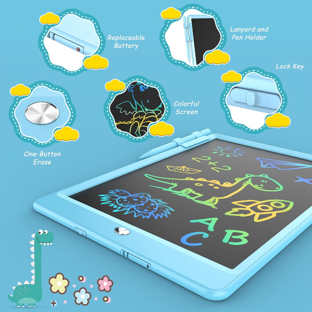 10 Inch LCD Writing Tablet, Colorful Toddler Doodle Board Drawing Tablet, Erasable Electronic Drawing Pads, Reusable Educational and Learning Drawing Tablet for Boys Girls 3 4 5 6 Years Old