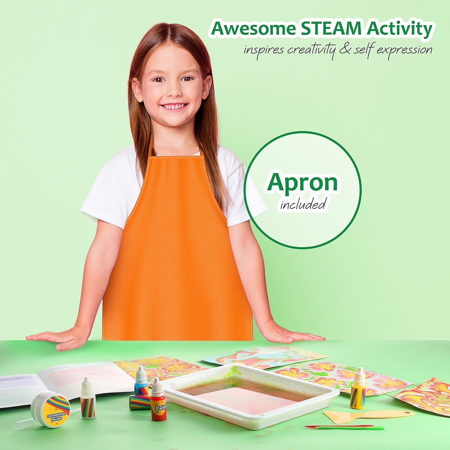 CraftBud Craft Supplies Marbling Paint Kit & Toy for Kids Art with 5 Paint Colors, Water Art Paint Set Comes with Guide Book , Arts and Crafts for Girls & Boys Ages 6+