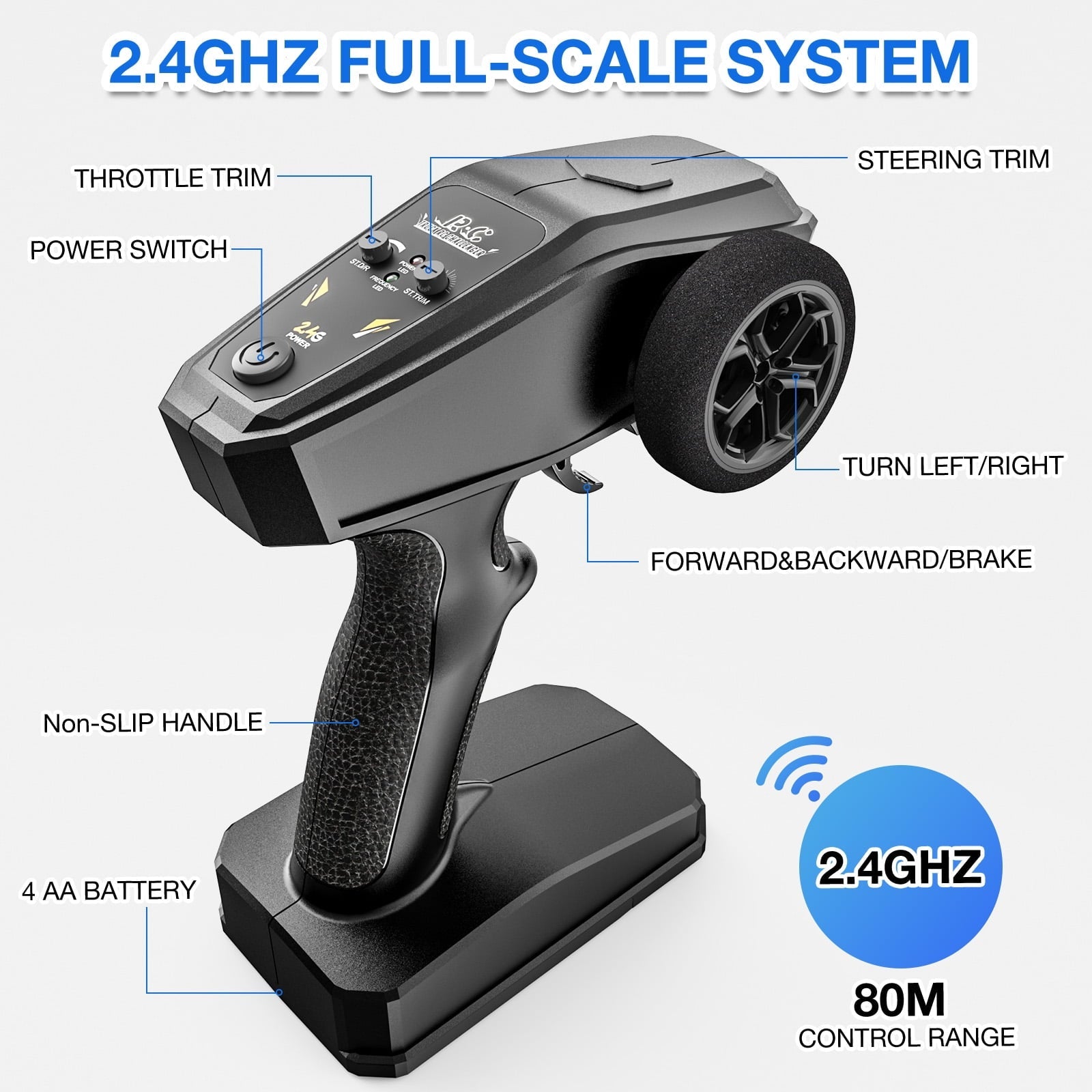 AUOSHI RC Car – 1:16 Remote Control Truck, 30MPH High-Speed 4WD Off-Road Car with 2 Rechargeable Batteries, 60 Min Playtime, LED Lights – Great Gift for Kids & Adults