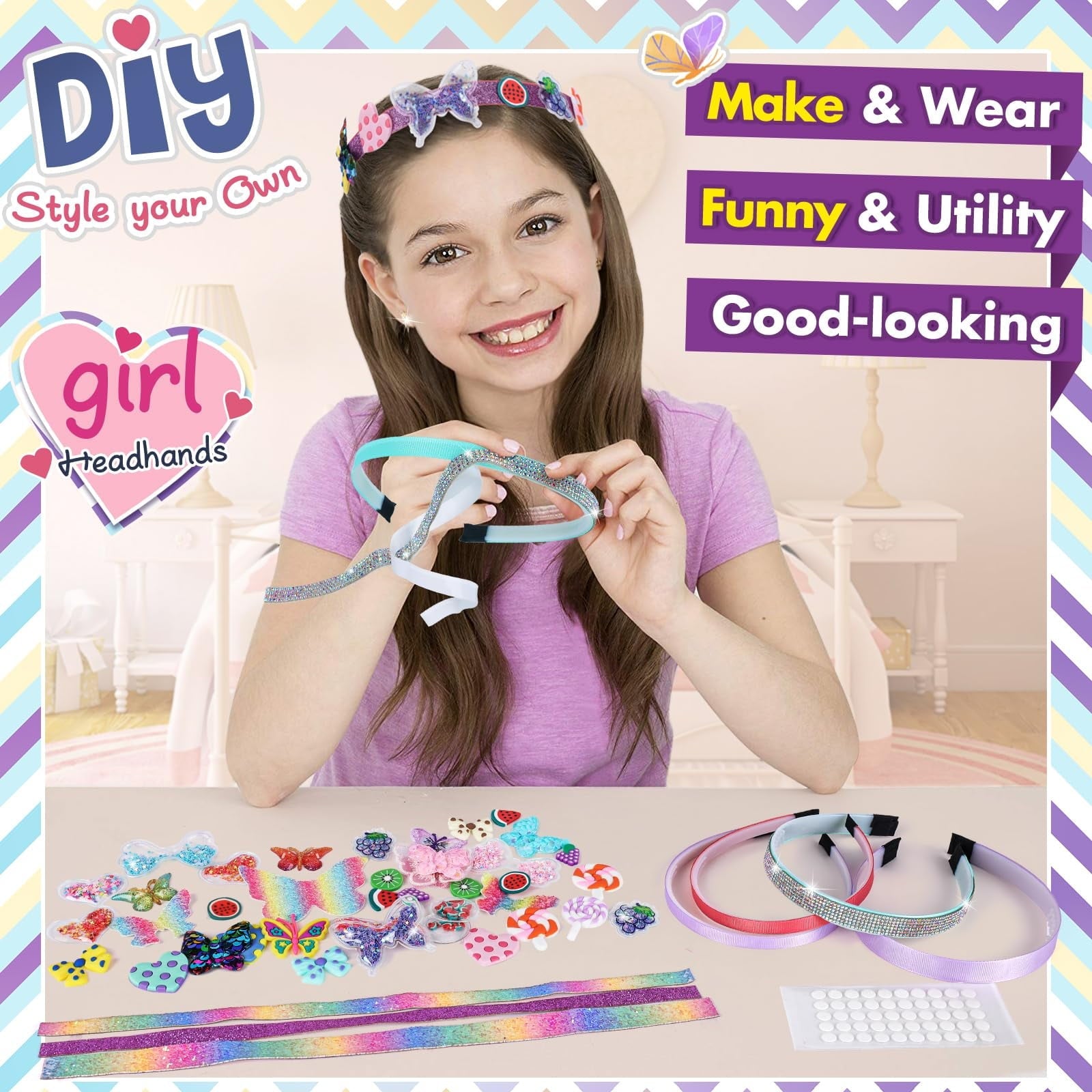 Arts and Crafts for Kids Age 6-12: Toys for 6 7 8 9 Year Old Girls | Fashion Girls Hair Accessories Craft Kit | That Allows Girls to Make Their Own Unique DIY Butterfly Hair Accessories