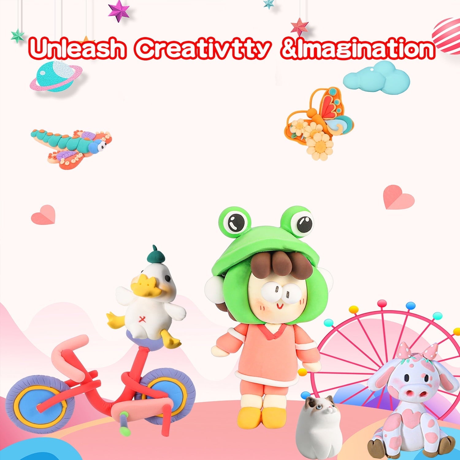 CiaraQ Air Dry Clay, 100 Colors Modelling Clay for Kids, Non-Sticky, Toys Gifts for Age 3+ Years Old