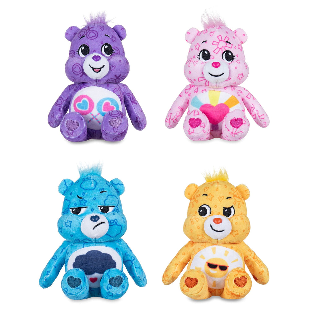 Care Bears 8 Inch Plush 4-Pack Treasure Box Wave 2 - Soft Huggable Material! For Kids 4 Years and up.