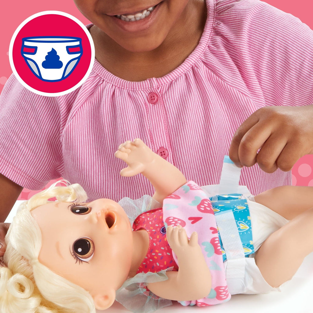 Baby Alive Magical Mixer Baby Doll Strawberry Shake, Blender, Drinks, Wets, Eats, Blonde Hair Toy