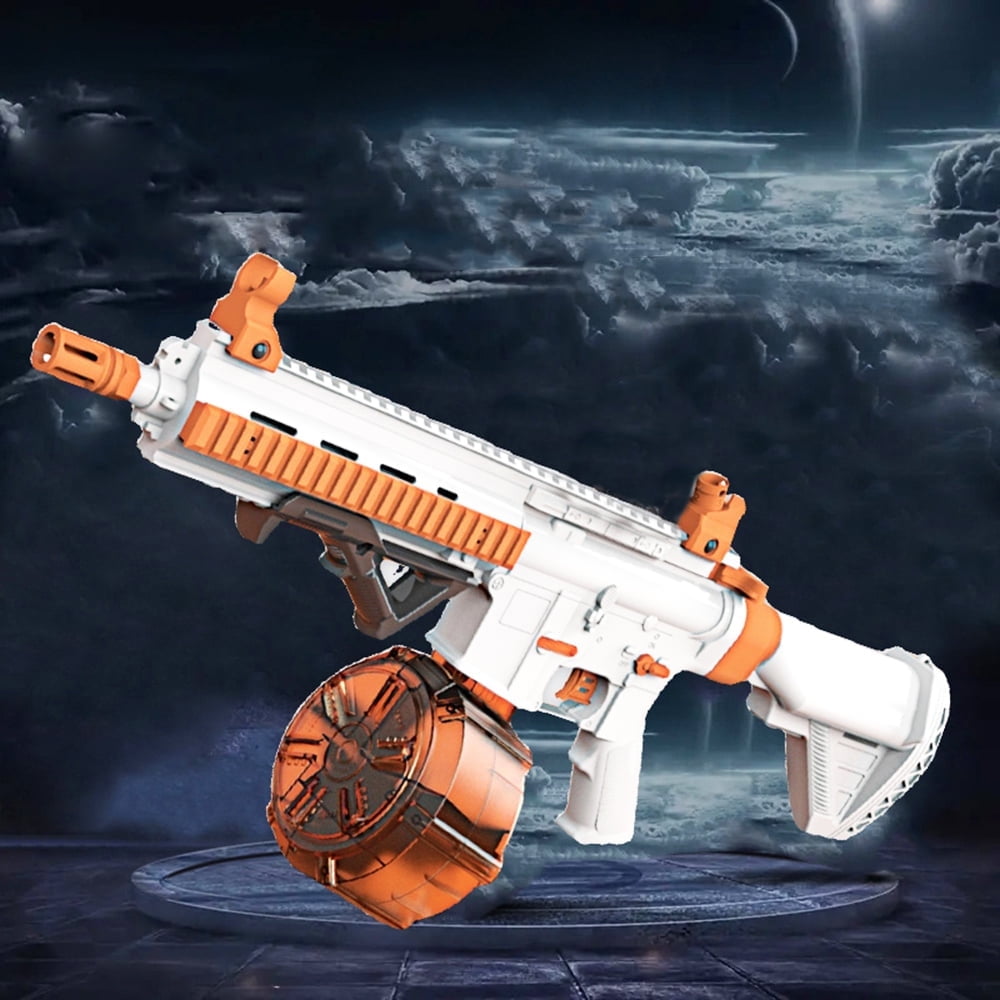 30-Inch Electric Gel Ball Blaster – Full Auto Splatter Blaster, 10 Rounds/Second, 1000+ Capacity Drum, Adjustable Stock SBL-14A-Orange