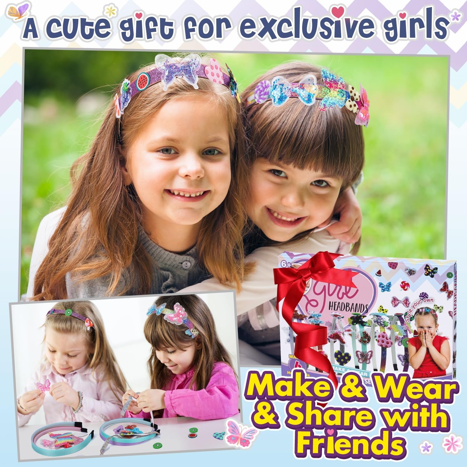 Arts and Crafts for Kids Age 6-12: Toys for 6 7 8 9 Year Old Girls | Fashion Girls Hair Accessories Craft Kit | That Allows Girls to Make Their Own Unique DIY Butterfly Hair Accessories