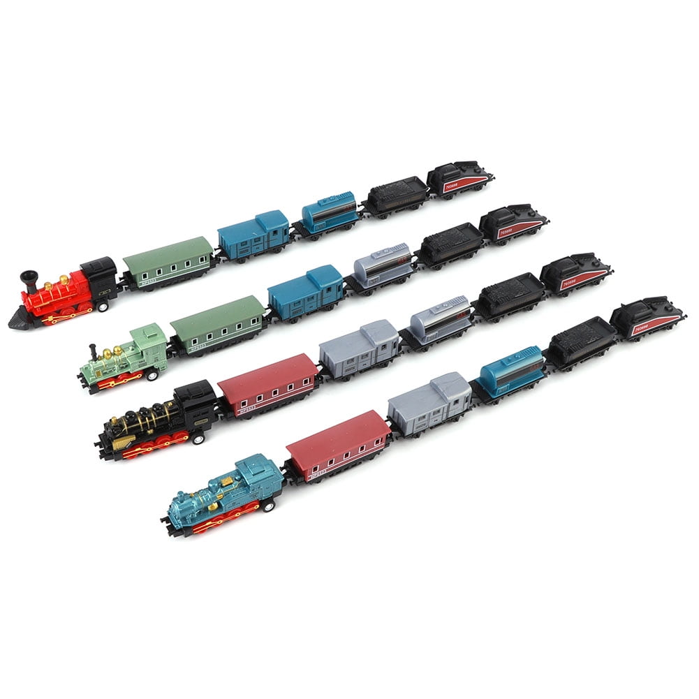 4 Sets Mini Trains Toy Pull Back Steam Trains Model Set Assorted Styles for Children Christmas Gift Birthday Gift For 3-6 Year Old