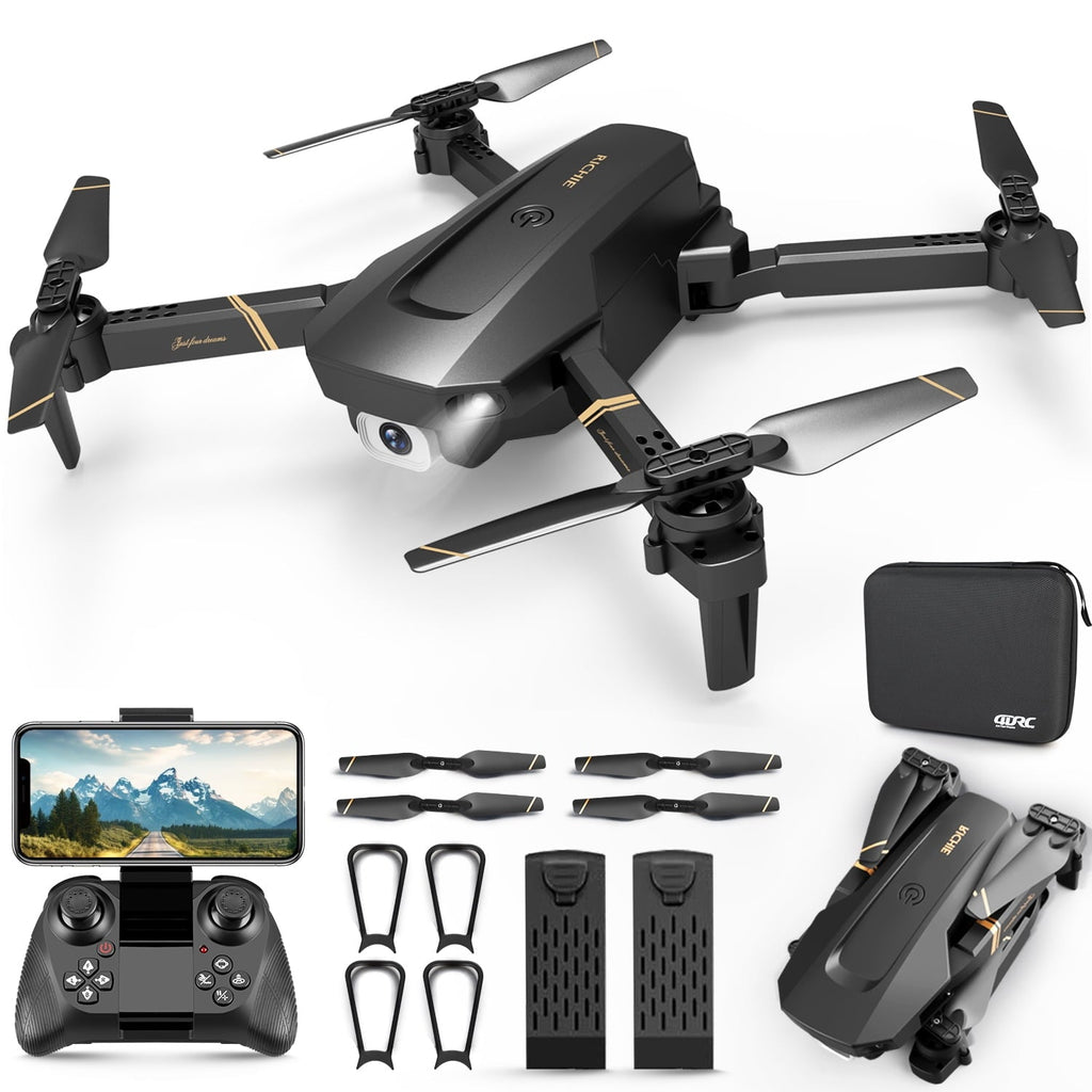 4DRC Drone with 1080P HD Camora for Kids and Sons, FPV Live Vedio 2 Meduler Batteries Black