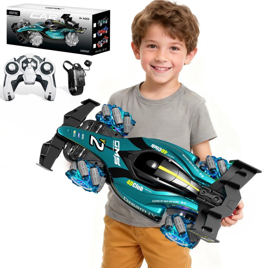 4DRC RC Racing Car, 1:12 4WD Toy Cars Buggy 2.4Ghz High Speed Remote Control Car Drift Car, Sideways Driving, with Watch Control.for Boys & Gift for Kids Blue