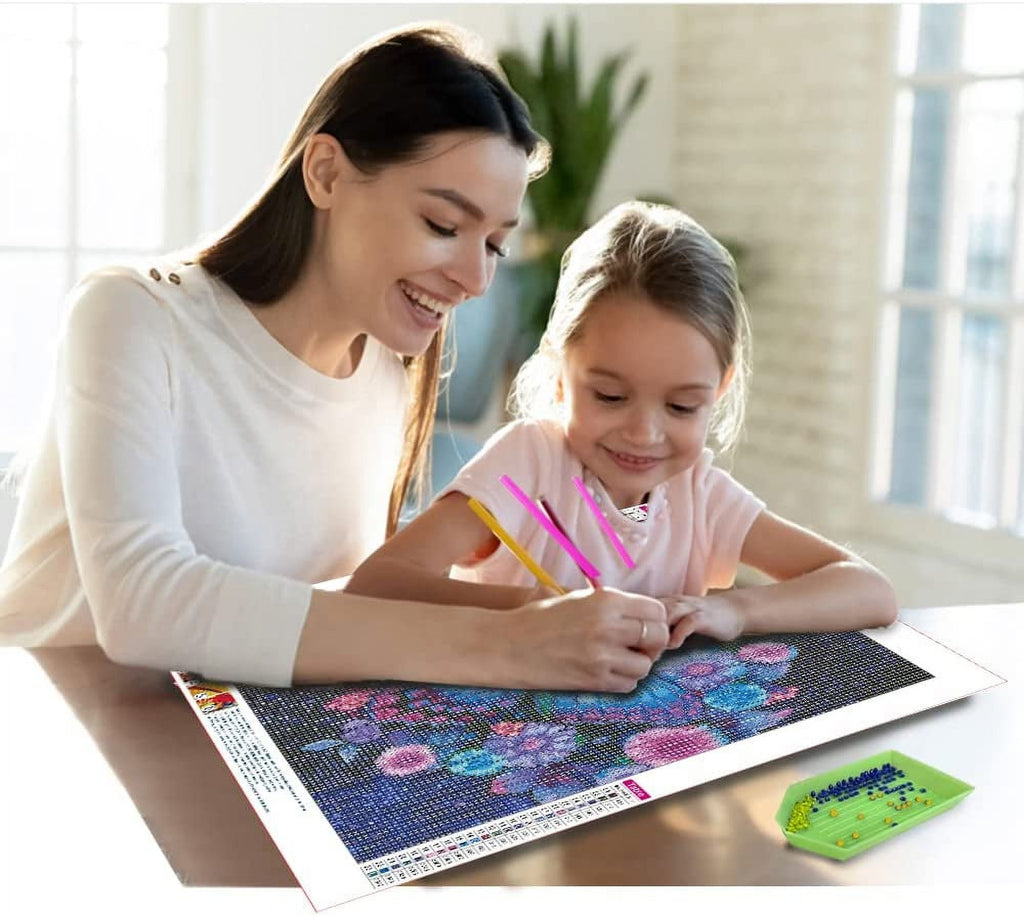 Butterfly Diamond Art Kits for Adults Beginners 5D Full Drill Round Purple Flowers Diamond Art for Home Decor 11.8x11.8 inch