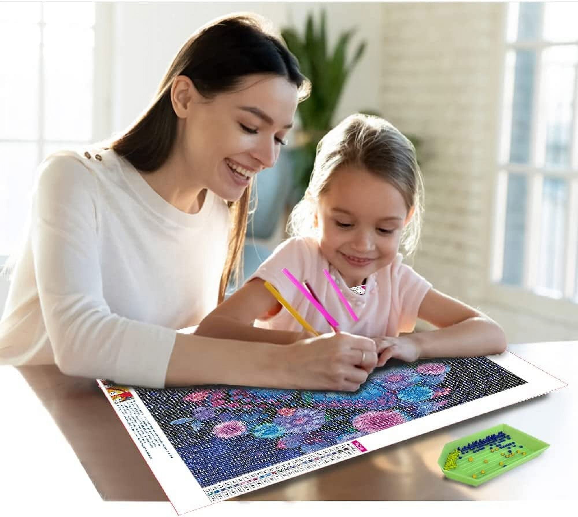 Butterfly Diamond Art Kits for Adults Beginners 5D Full Drill Round Purple Flowers Diamond Art for Home Decor 11.8x11.8 inch