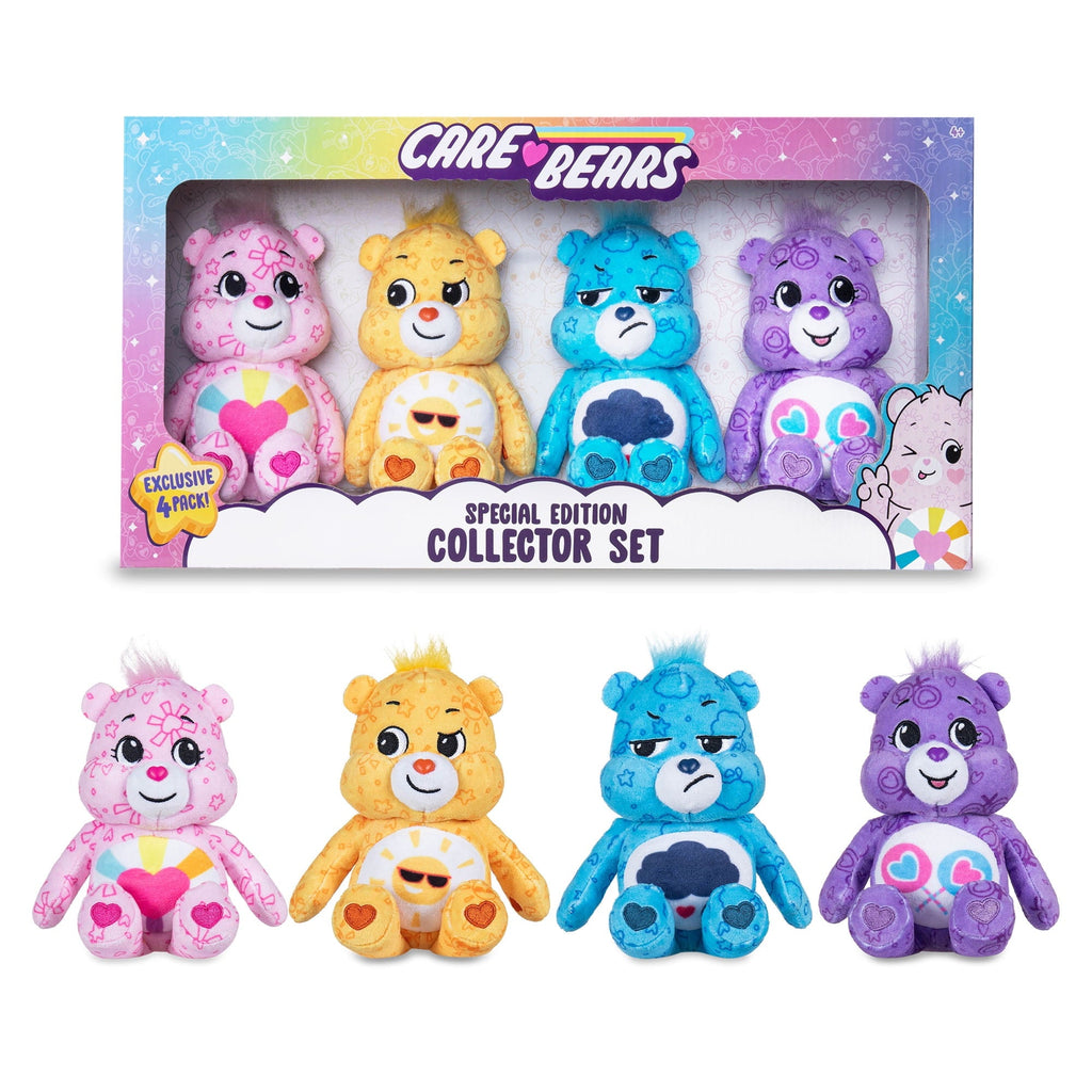 Care Bears 8 Inch Plush 4-Pack Treasure Box Wave 2 - Soft Huggable Material! For Kids 4 Years and up.