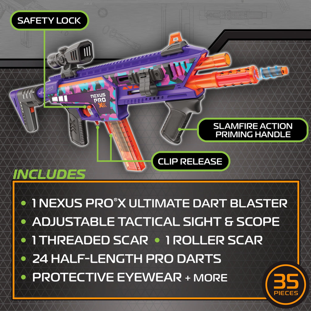 Adventure Force Tactical Strike Nexus Pro X Ultimate Half-Length Pro Foam Dart Blaster, up to 200 ft with Accuracy Booster and Protective Eyewear, 14+