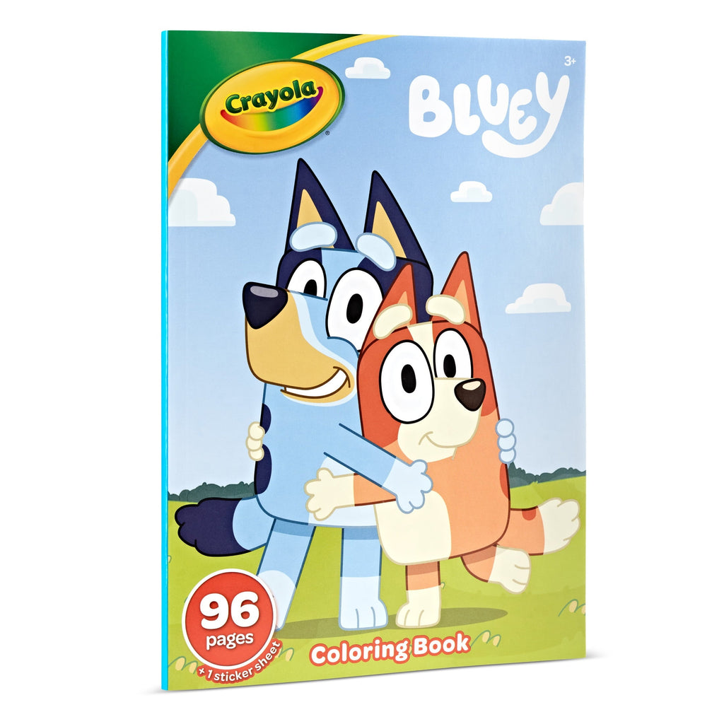 Crayola Bluey Coloring Book with Sticker Sheet, 96 Pgs, Arts and Crafts, Travel Activity, Bluey Gift for Toddlers, Ages 3+