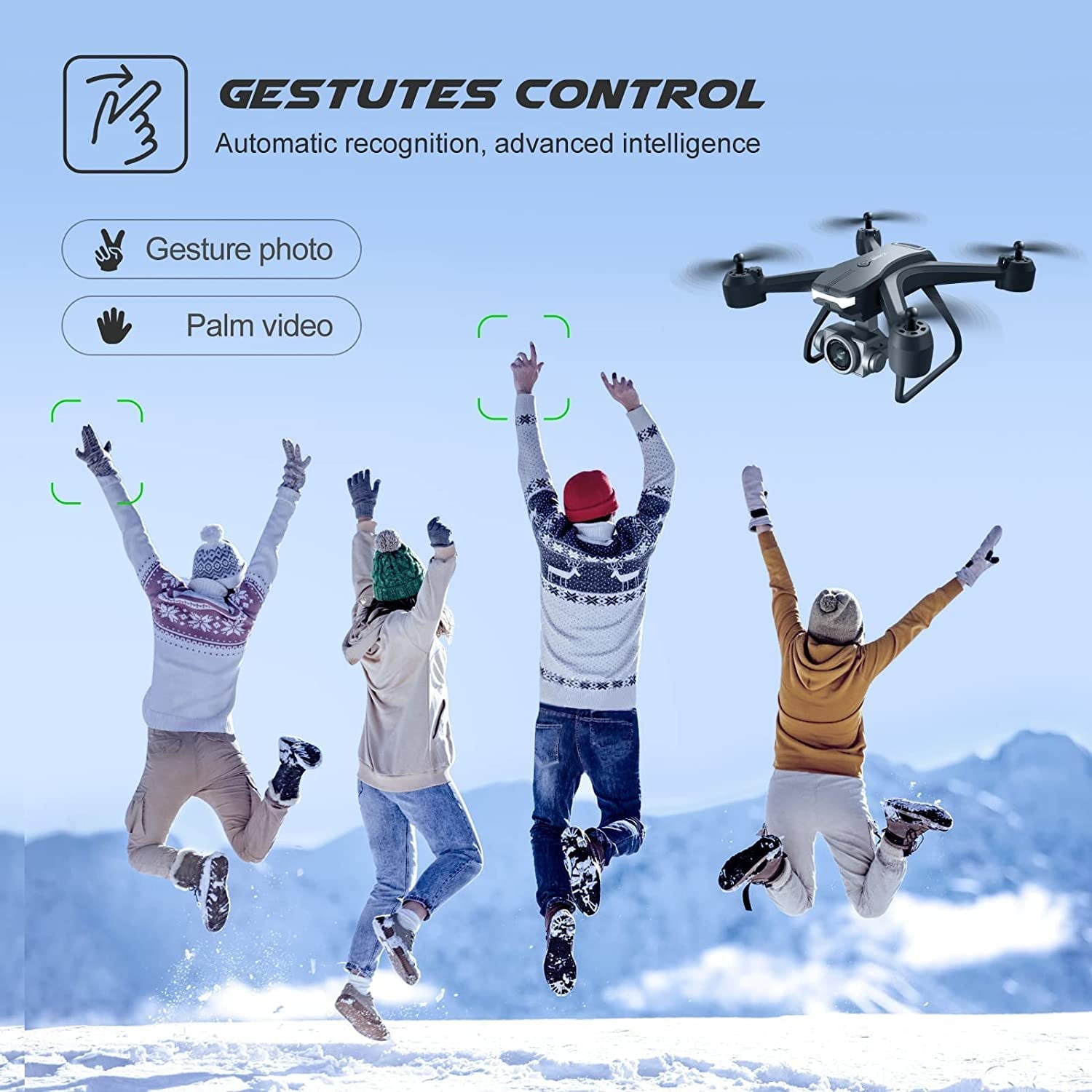 4DRC V14 Drone with 1080P HD Camera Live Video 120°Wide-Angle Wifi Altitude Hold, 3D Flip 2 Batteries Black