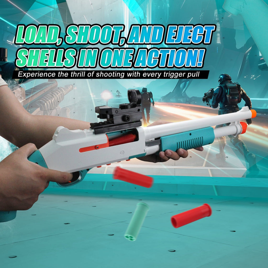 BIU BLASTER Foam Dart Blasters 30-inch Shell Ejecting Design for Indoor and Outdoor Play, 14+ Years, Gold