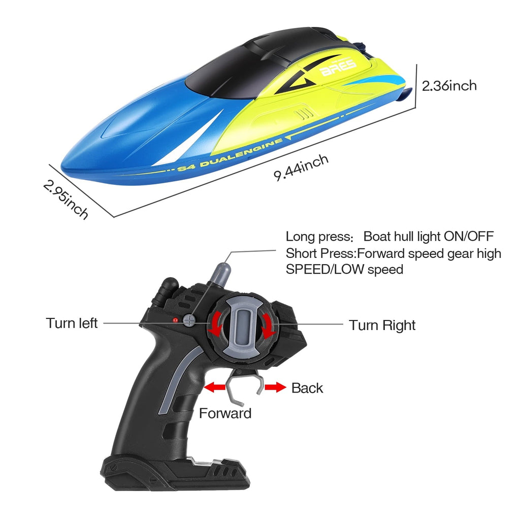 Anpro RC Boat for Pools and Lakes, 2.4G High Speed Waterproof Remote Control Boat with 2 Rechargeable Batteries, Racing Boats for Kids & Adults, Gifts for Boys Girls, Blue