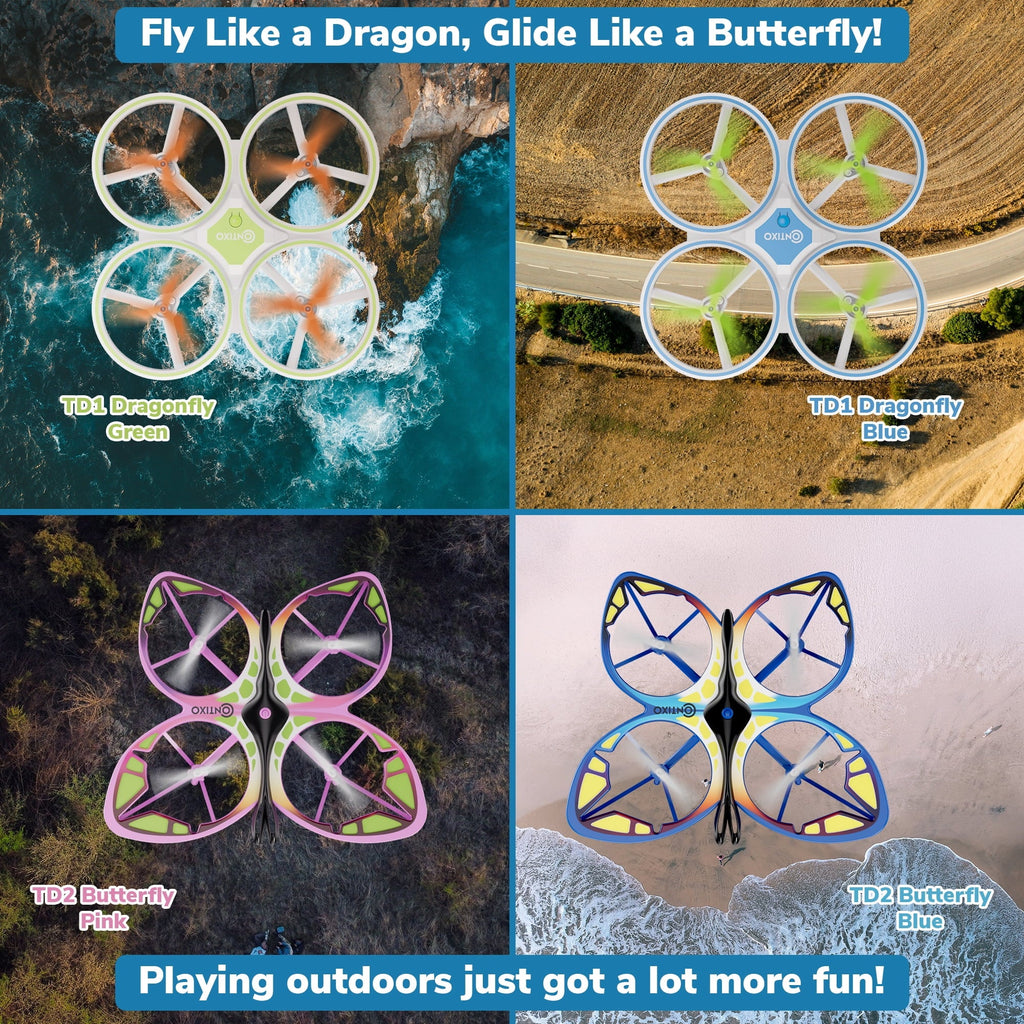 Contixo Dragonfly Mini Drone for Kids, Auto Takeoff, Altitude Hold, 360° Stunts, LED Lights, 16-Min Flight - Green