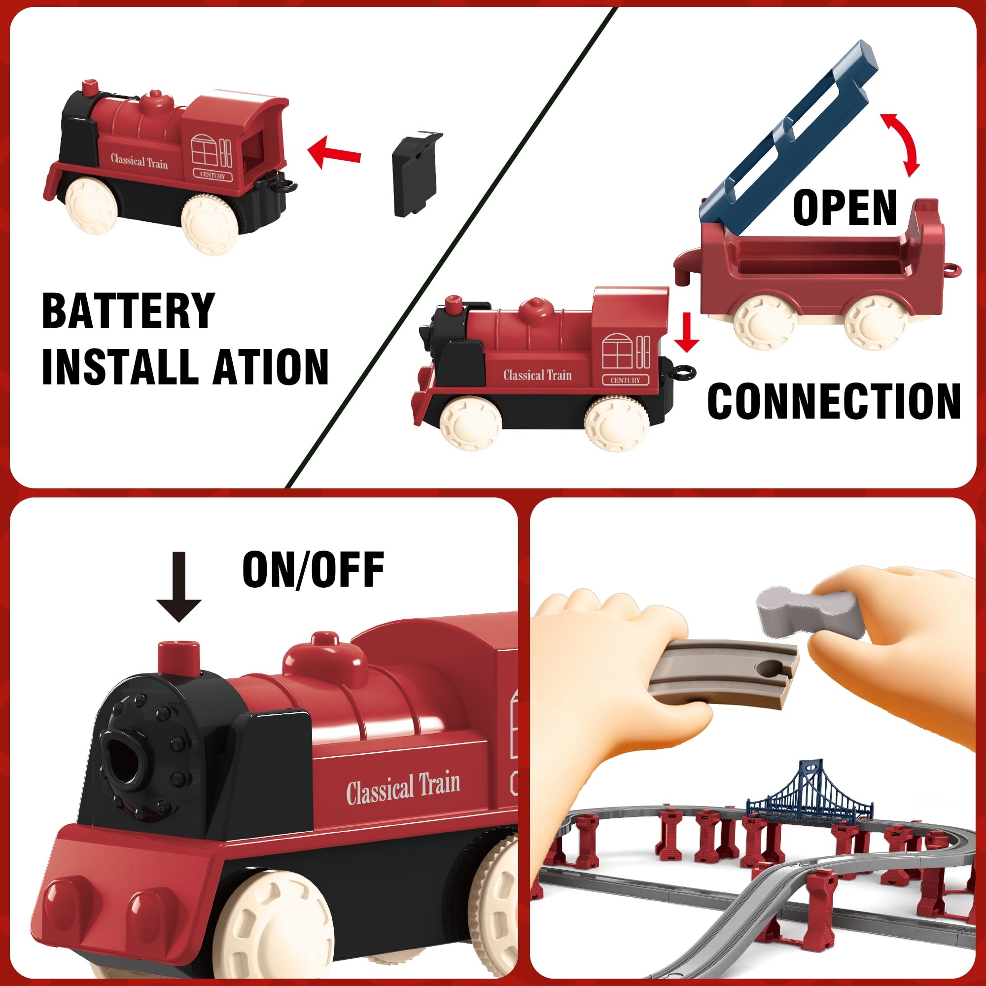 Dinosaur Train Set - Electric Train Toys For Kids With Dinosaur Figures & Play Mat, Large Train Track With Bridge, Toy Model Train For Toddlers