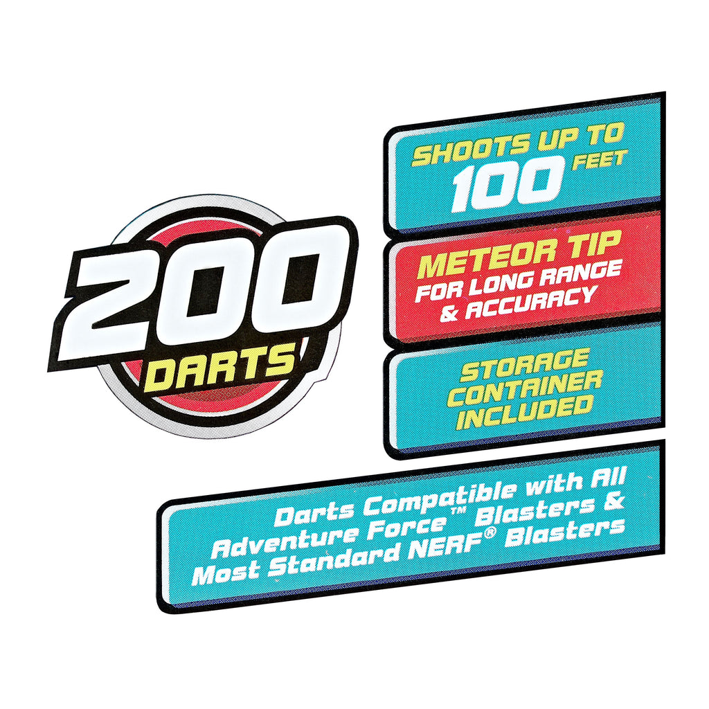 AF Meteor Darts Refill, 200 pack, Indoor/Outdoor, Compatible with All AF and Most Nerf Blasters