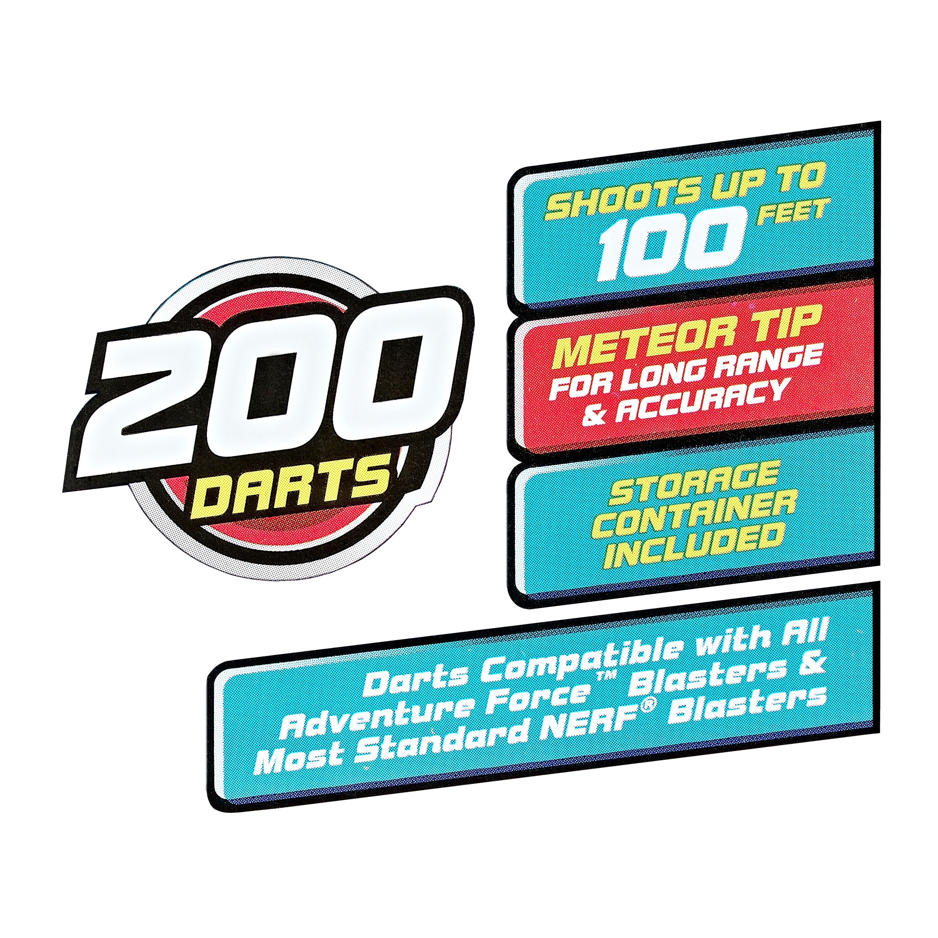 AF Meteor Darts Refill, 200 pack, Indoor/Outdoor, Compatible with All AF and Most Nerf Blasters