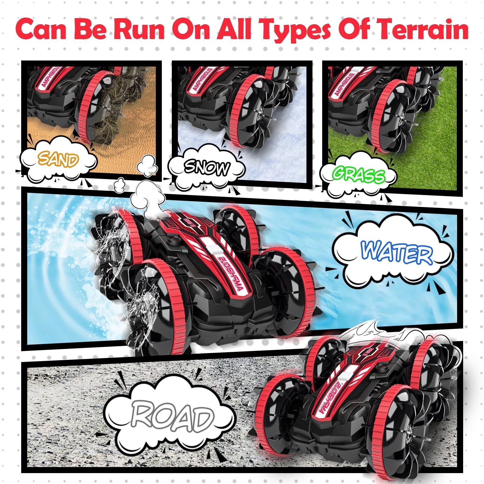 Absoke Toys for Boys Age 5-12, Amphibious RC Car for Kids Remote Control Boat Waterproof Gifts Pool Toy