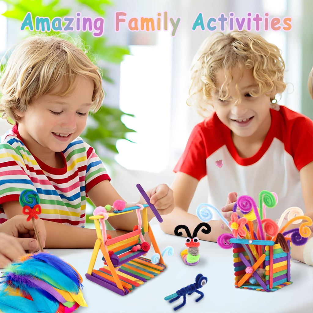 CandWuom Arts & Crafts Supplies Kits & Materials Set for Kids - 1000Pcs+ Craft Kit with Pipe Cleaners Pom Poms Craft for Kids Ages 4-8 Girls & Boys Birthday Gifts