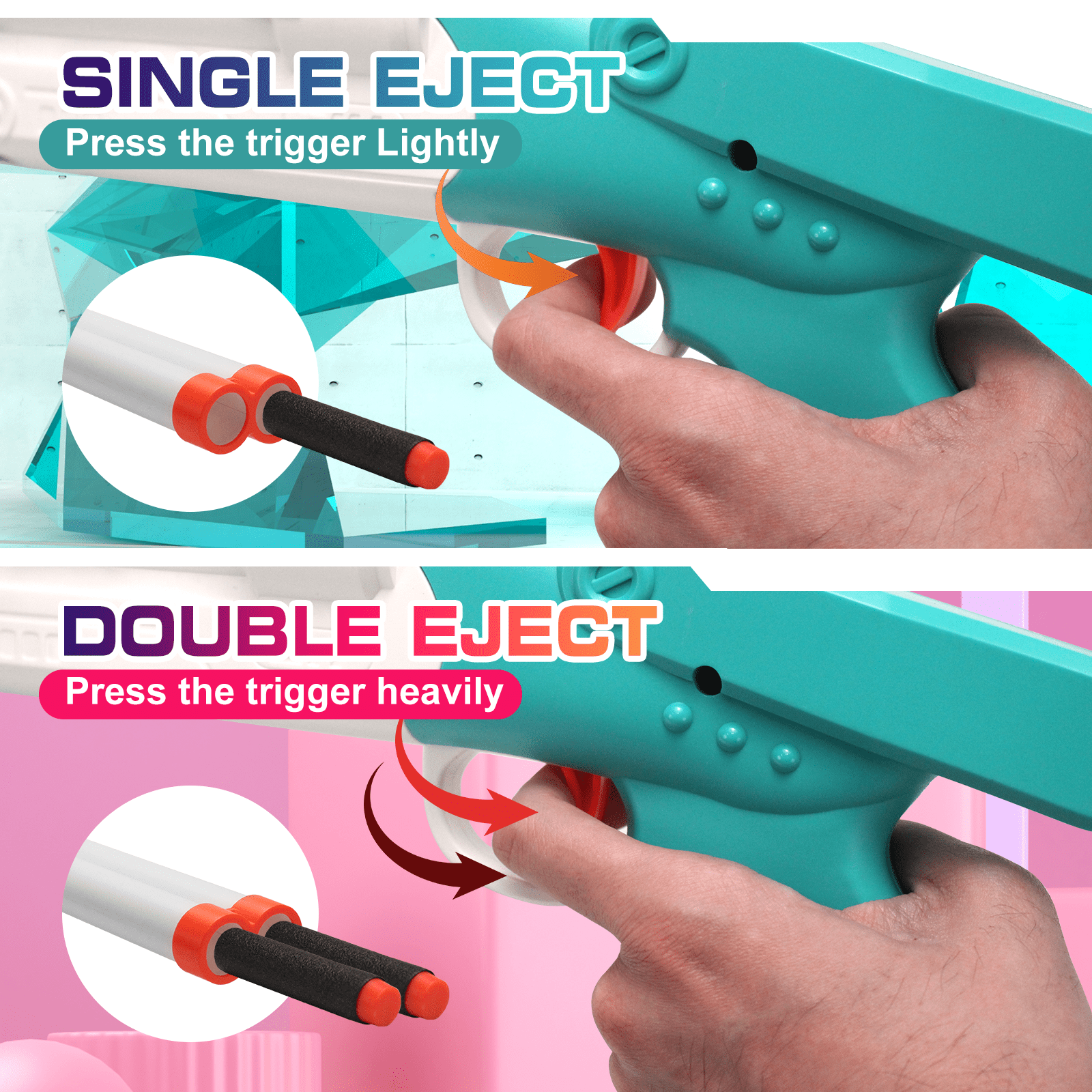 BIU BLASTER Double Barrel Toy Foam Blaster with Shell Ejection 2-in-1 Soft Bullet Shotgun, Ideal Gift for Ages 14+