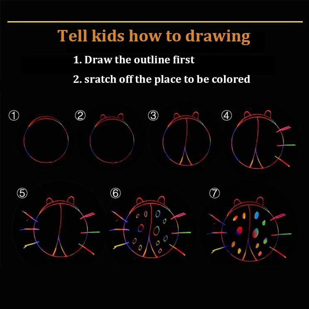 BSHAPPLUS® 4 Pack Rainbow Scratch Art Notebooks,Magic Scratch off Paper Notebook Set for Kids Art and Craft Activity Book Black Sketch Doodle Pads with Drawing Stick for Party Favor Game Gift