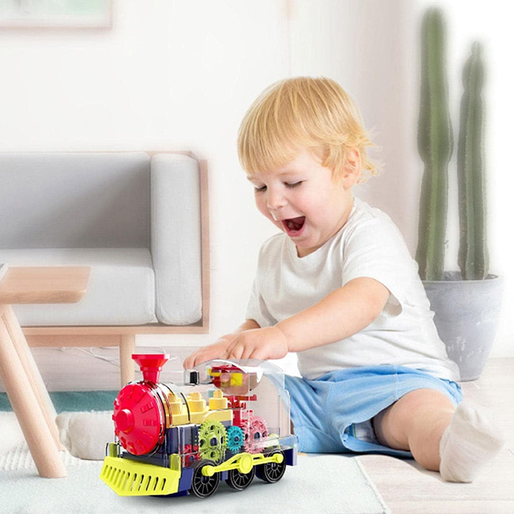 Anpro Electric Train Toy for Kids, Toddlers Train Set with Light and Music, Early Educational Gear Train Toy for 3+ Year Old