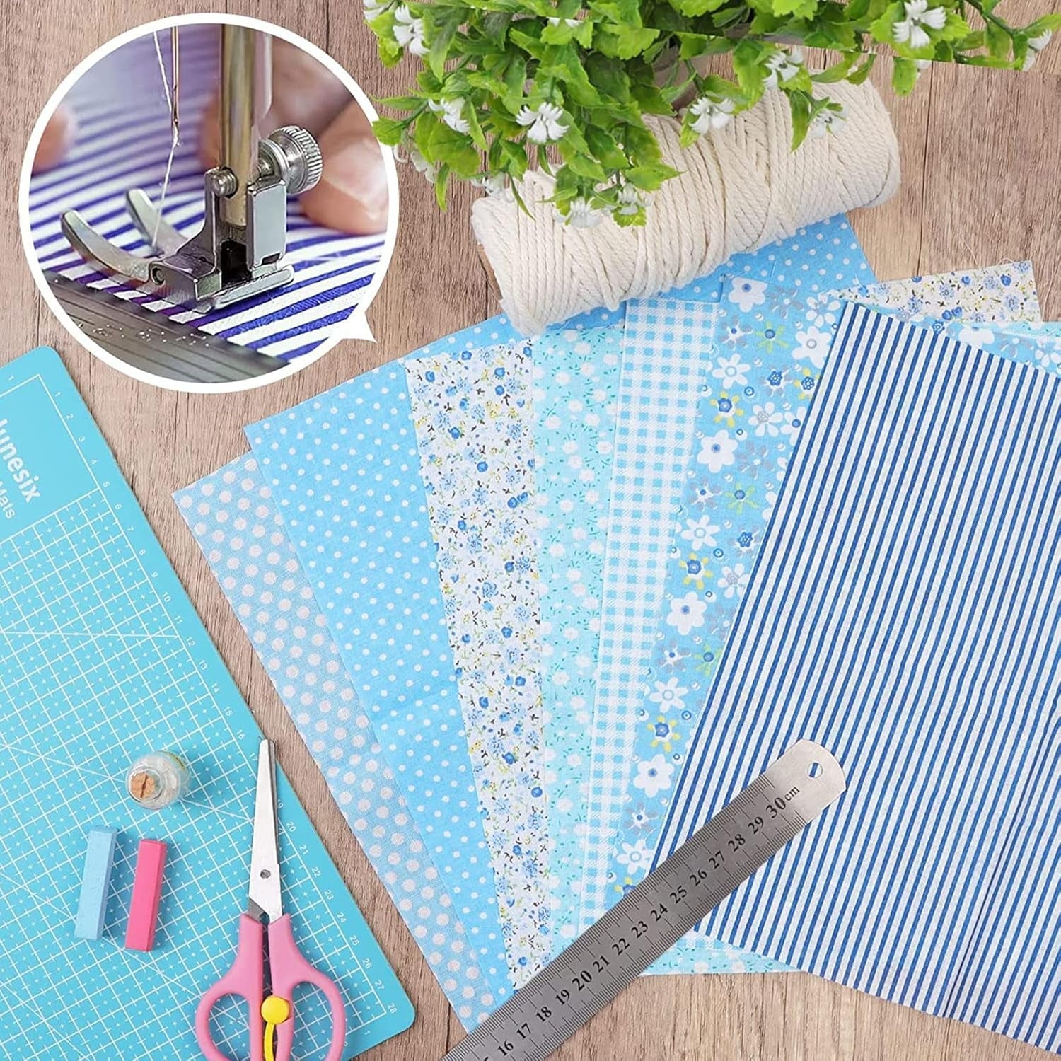 35Pcs 9.8"x9.8" Quilting Cotton Fabric Squares Quilting Supplies Multi-Color Design Printed Floral Fabric for DIY(Red/Yellow/Green/Blue/Pink/Purple/Grey/Black)