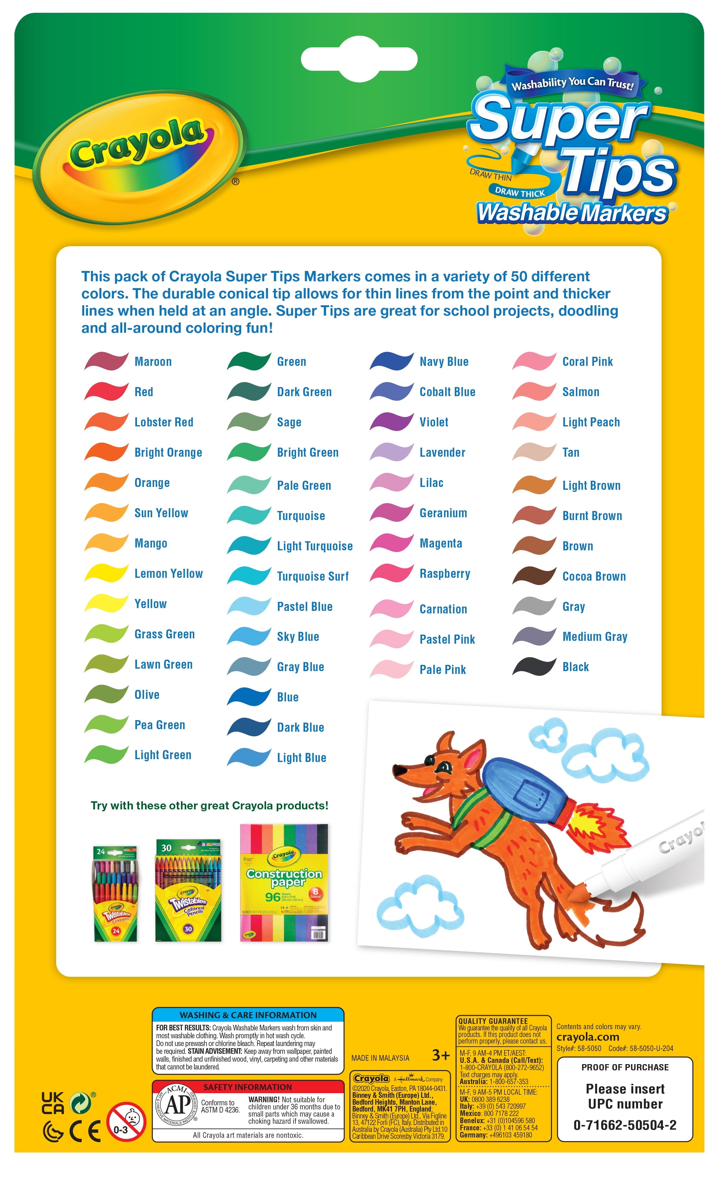 Crayola Super Tips Washable Markers for Kids, 50 Ct, Classroom Must Haves, Back to School Supplies, 3+