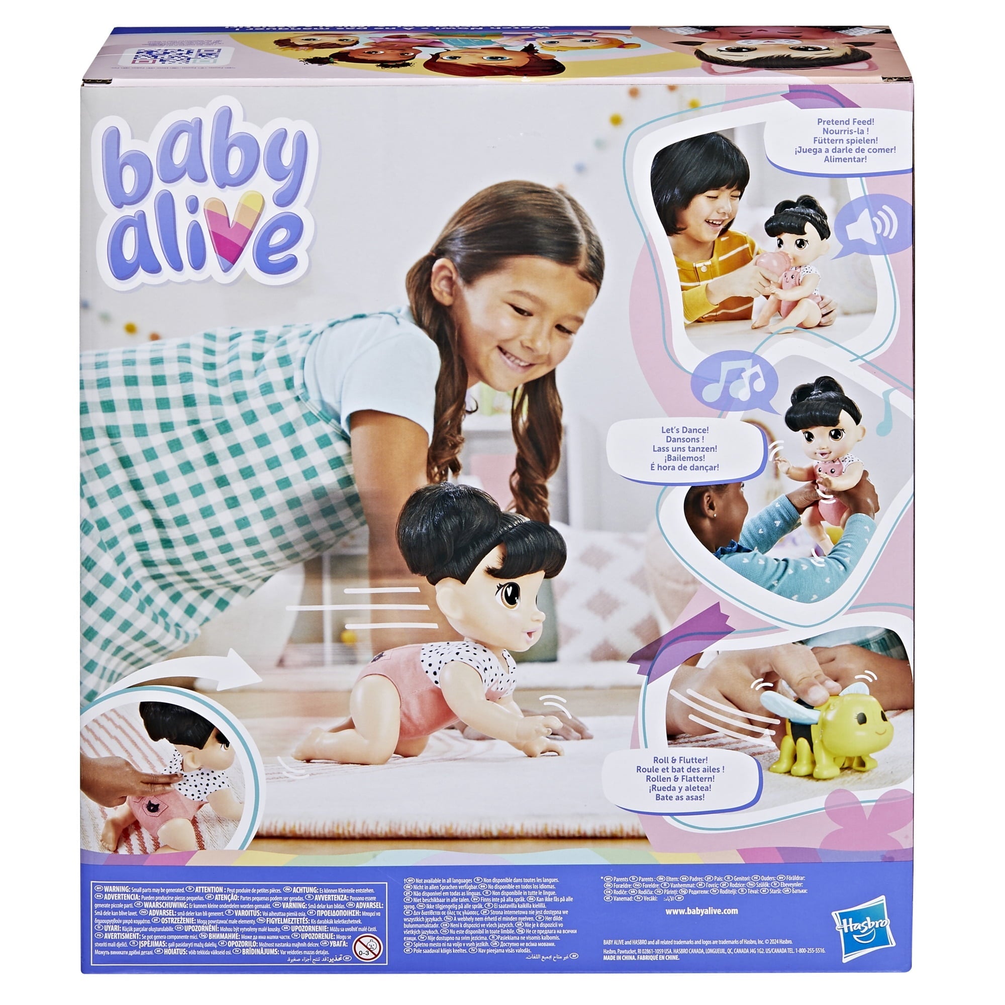Baby Alive Crawl 'n Play Katie Kat Doll, Black Hair, Electronic Kids Toys for Girls & Boys 3+